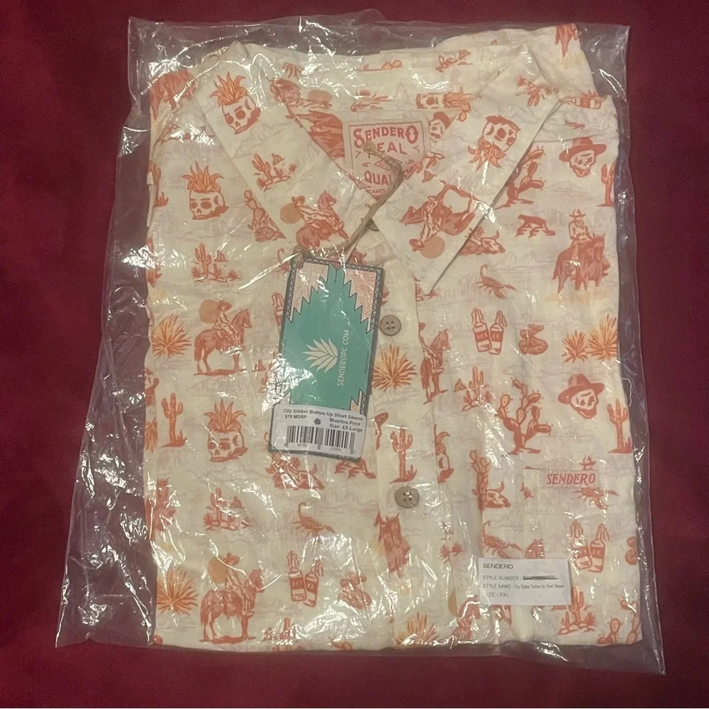 XX-Large Sendero City Slick Short Sleeve Button Up - Muertos Pattern - NWT - Picture 2 of 3